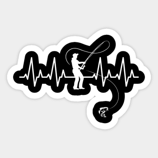 Mens Fishing Heartbeat EKG Father's Day Sticker